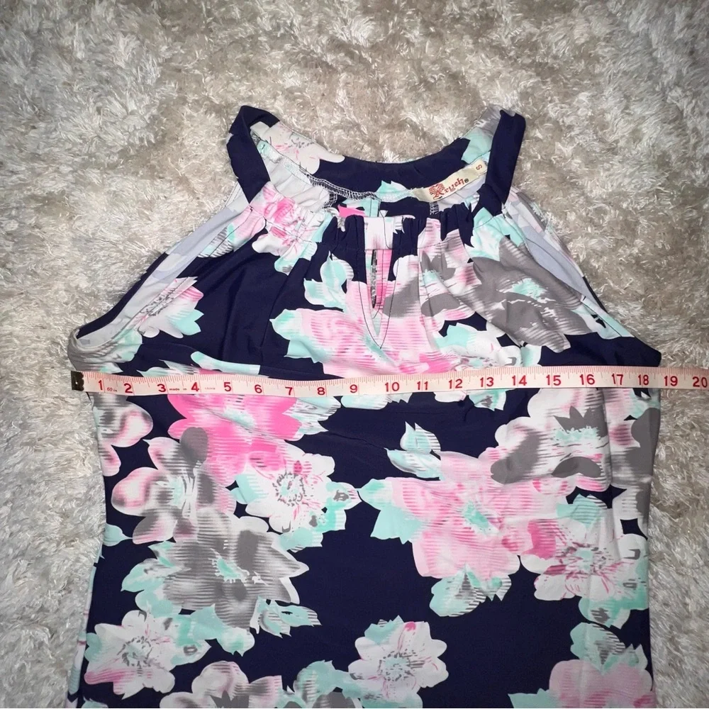 Aryeh Navy Tropical Halter Dress | Multicolor A-Line Mini | Size Small